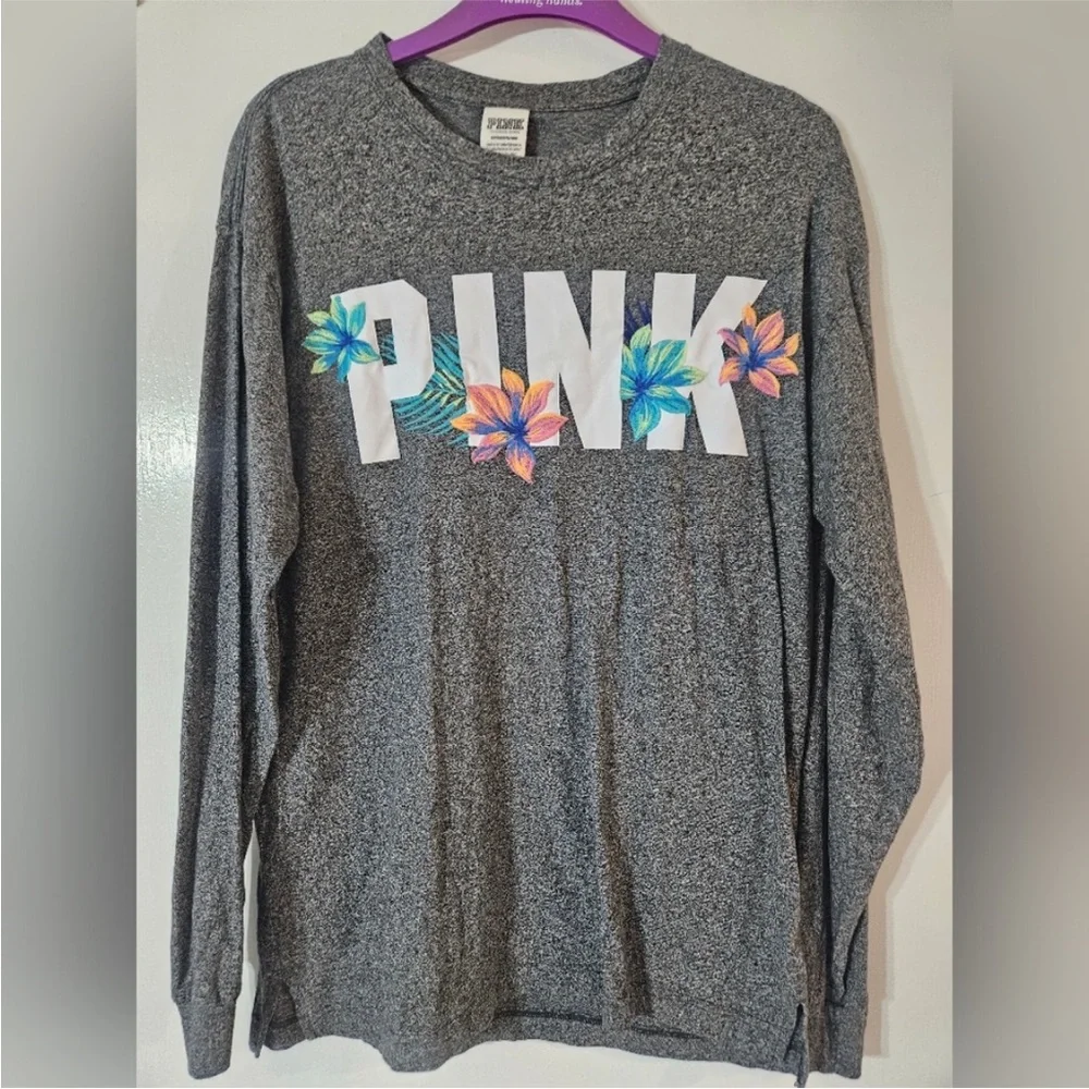 Victoria's Secret PINK Gray Long Sleeve Shirt